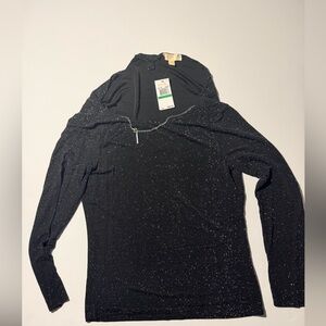 MICHAEL Michael Kors Black Glitter Long Sleeve Top